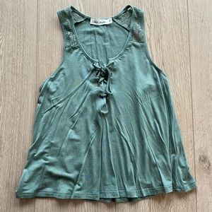 Lace Up Green Crop Tank Top